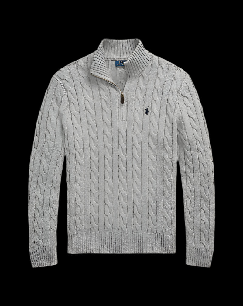 ralph lauren cable knit quarter zip