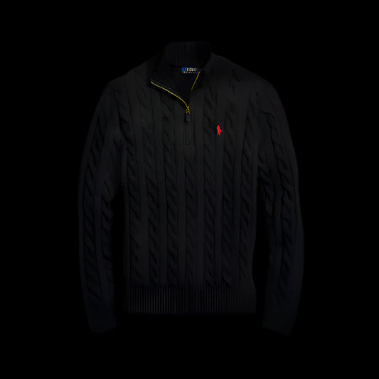 ralph lauren cable knit quarter zip